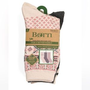 BORN 3pk wool blend boot socks NWT
